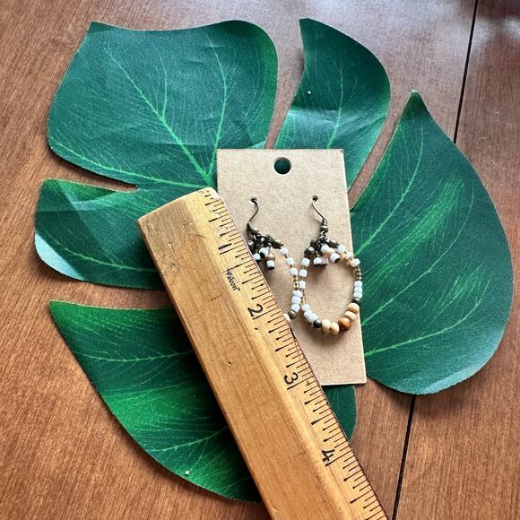 BOGO FREE BEADED NEUTRAL DANGLE BOHO EARRINGS - Picture 2 of 4